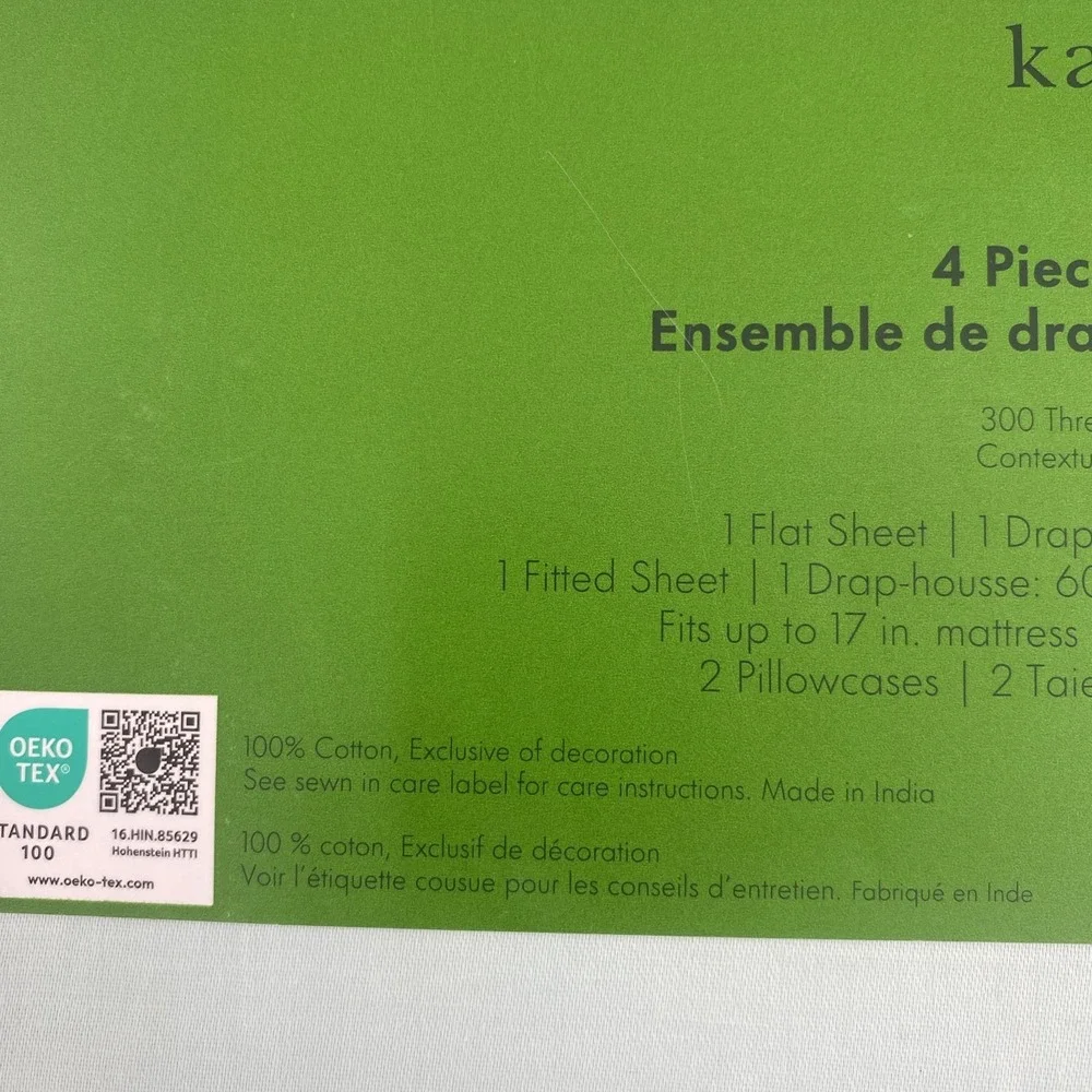 Kate Spade Sheet Set QUEEN Powder Blue 100% Cotton Sateen Solid Color Crisp